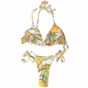 Brazilian Thong Bikini - Pineapple Print